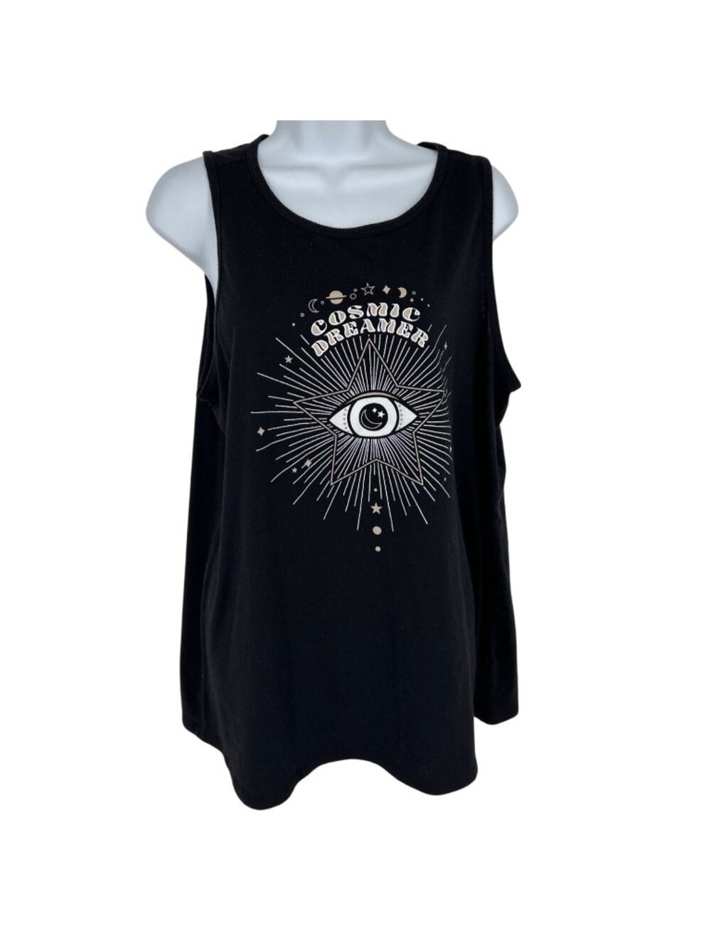 Torrid Cosmic Dreamer Black Muscle Tank Top Classic Fit Sleeveless Women's Sz 1X